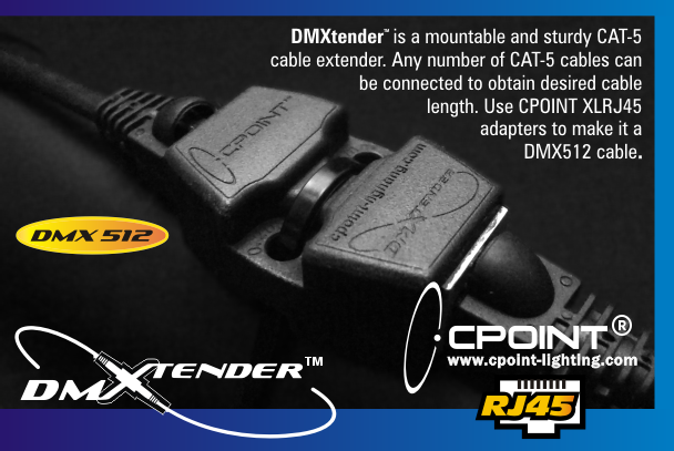 CPOINT® DMXtender™ - A mountable sturdy CAT-5 cable extender.